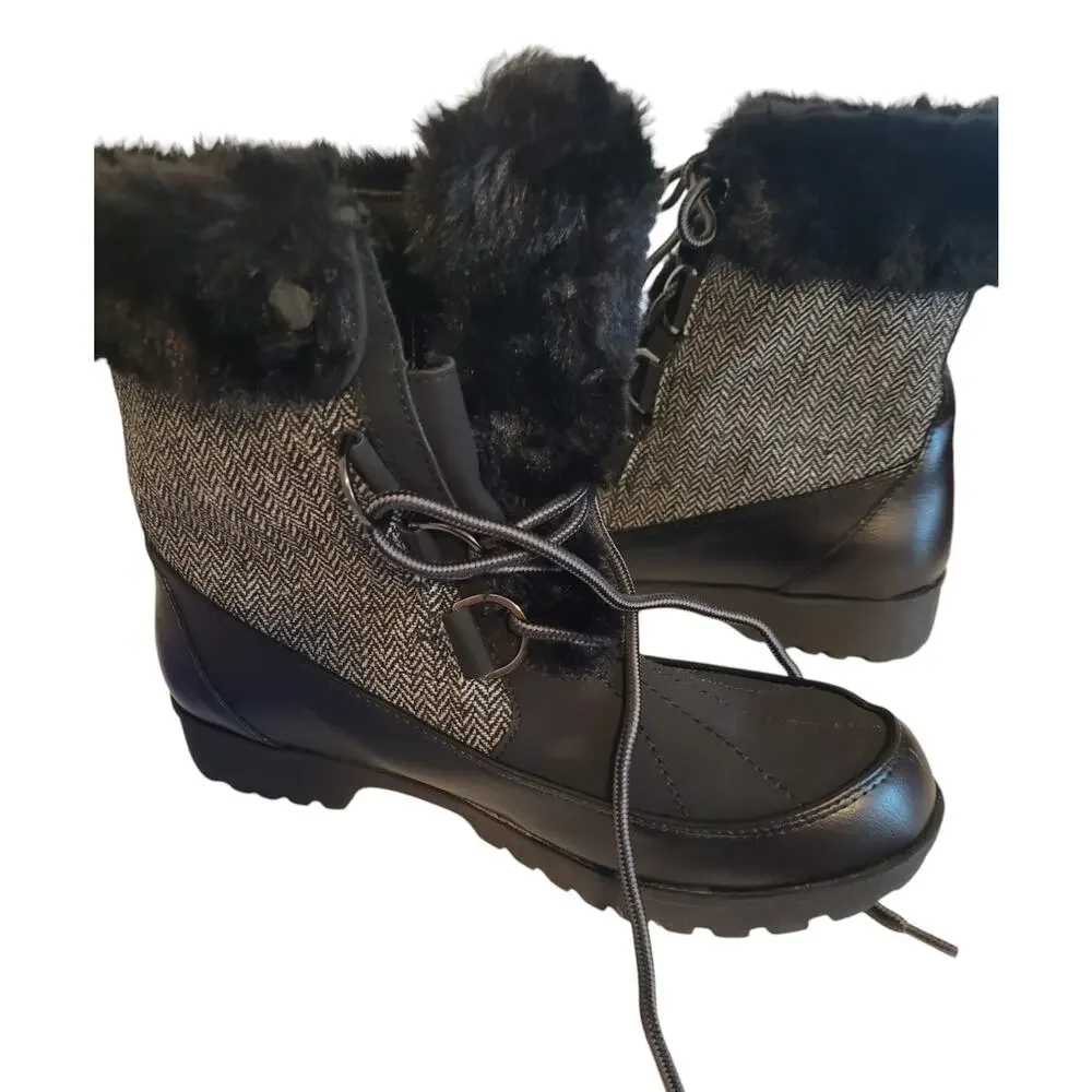 JBU Southgate Women's Faux Fur Winter Waterproof Mid Calf Boots Sz 9
